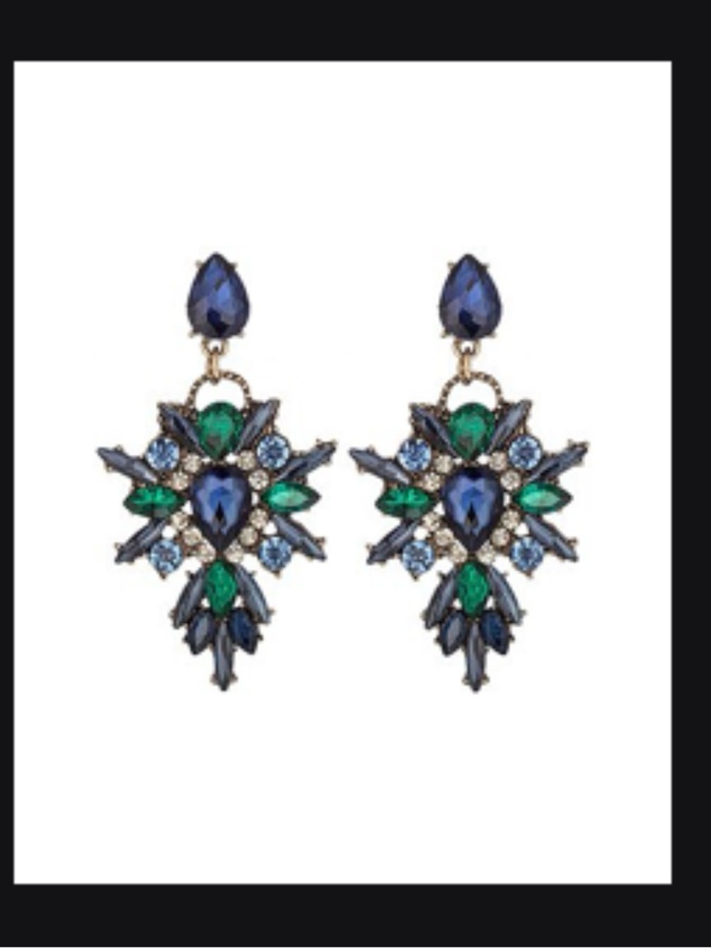 eye candy Blue and Green Crystal Floral Drop Earrings